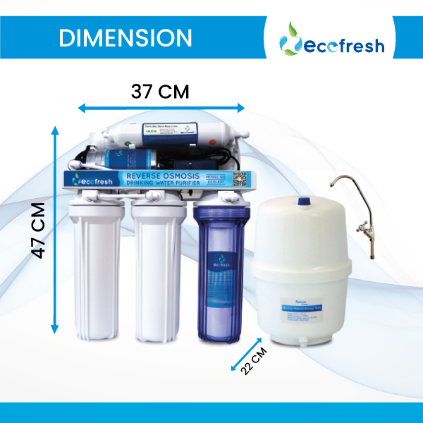 Ecofresh ECO 501-5-Stages--RO-Purifier-Dimension