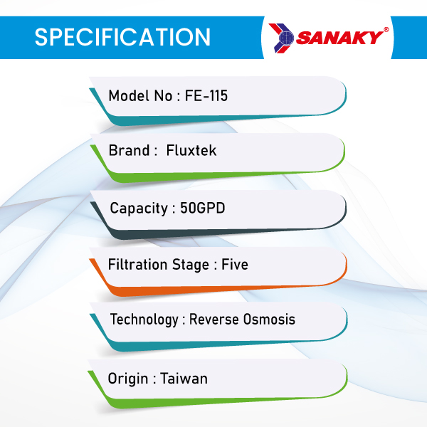 5-Stages-Fluxtek-RO-Water-Purifier-FE-115-Specification