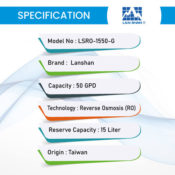 Lanshan Counter-Top-RO-Water-Purifier-LSRO-1550-G-Specification