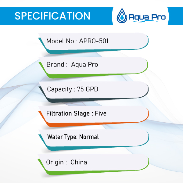 Five-Stage-Aqua-Pro-RO-Water-Purifier-APRO-501-Specification