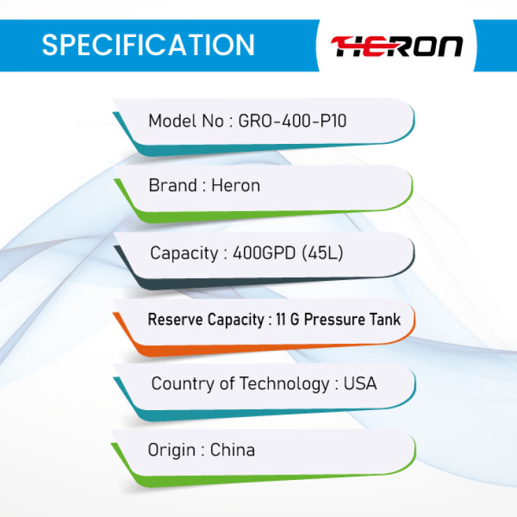 400-GPD-(P10)-Heron-RO-Water-Purifier-GRO-400-P10-Specification