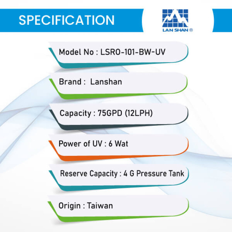 6-Stages-UV+RO-Lan-Shan-Water-Purifier-LSRO-101-BW-UV-Specification