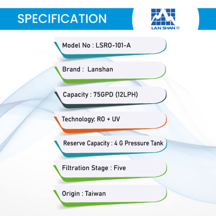 Lan-Shan-RO-Water-Purifier-LSRO-101-A-Specification