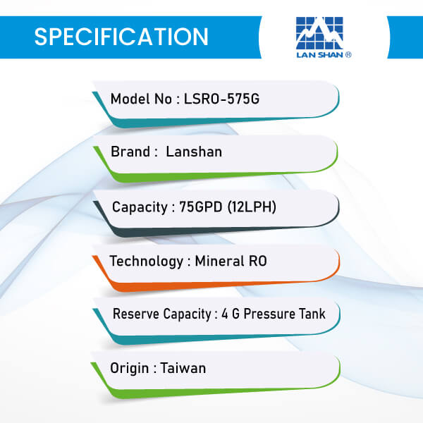 Lanshan-LSRO-575G Water Purifier Dimension-Specification